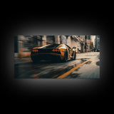 Cool Supercar Art, Framed Canvas Print, Cyberpunk Sportscar Painting, Futuristic Supercar Painting, Man Cave Decor, Gift For Him, Car Guy