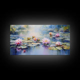 Lake Wall Art, Lotus Wall Art, Lily Pads Art, Panoramic Art, Wall Art, Canvas Art, Landscape Art, Going Away Gift, Office Wall Art, RV Decor