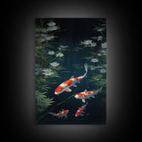 Koi Fish Wall Art, Fish Painting, Zen Wall Art, Fish Wall Art, Nature Print, Canvas Print, Wall Art, Vertical Art, Home Office Art, RV Decor