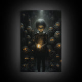 The Witch And The Well Of Souls, Haunted Halloween Art, Halloween Canvas, Framed Canvas Print, Witch Wall Decor, Witchcraft Wall Art