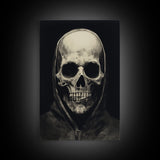 Skull Decor, Charcoal Drawing, Gothic Decor, Human Skull, Canvas Print, Wall Art, Vertical Art, Dark Wall Art, Moody Wall Art, Indie Art