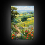 Countryside Wall Art, Wildflowers Wall Art, Meadow Wall Print, Canvas Print, Wall Art, Vertical Art, Country Wall Art, Landscape Art