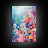 Ocean Nursery Art, Under The Sea, Canvas Print, Wall Art, Vertical Art, Nautical Nursery Art, Thank You Gift, Modern Home Decor, Home Decor