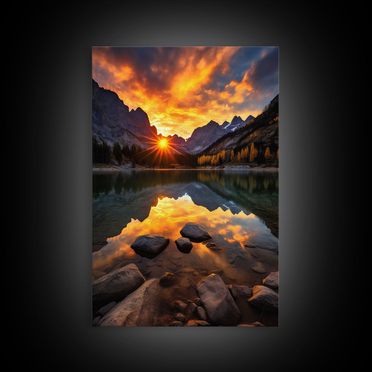 Lake Wall Art, Landscape Print, Nature Wall Art, Trees Wall Art, Canvas Print, Wall Art, Vertical Art, Congratulations Gift, Above Bed Art
