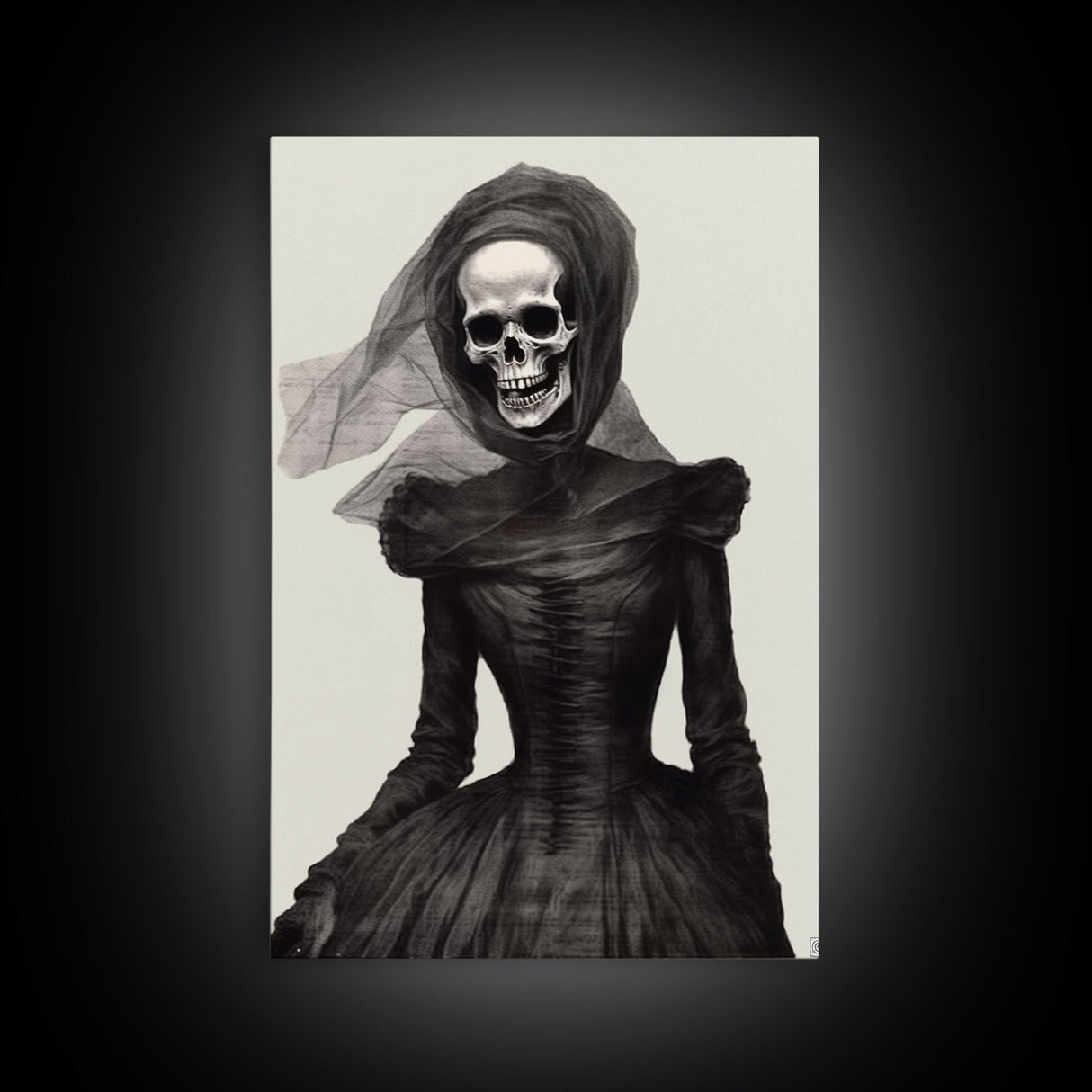 The Widow, Macabre Skeleton Painting, Halloween Canvas Print, Framed Canvas Wall Art, Horror Prints,  Dark Arts Skeleton Painting