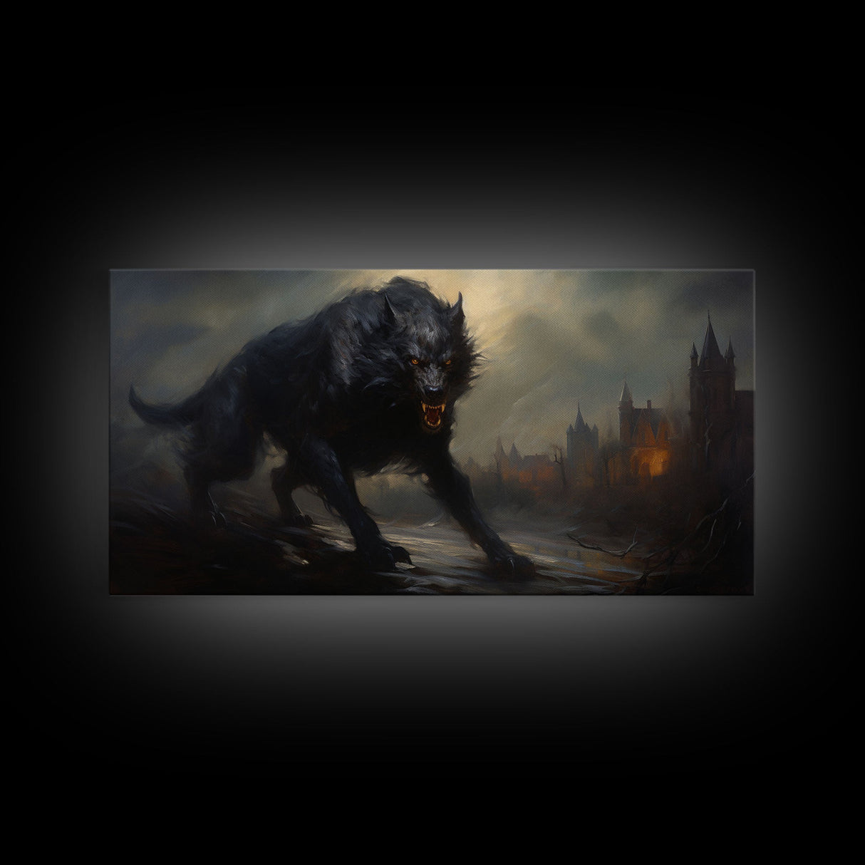 The Werewolf, Halloween Art Print, Framed Canvas Art, Halloween Poster Print, Victorian Dark Academia Oil Painting