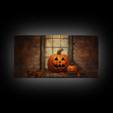 Spooky Art, Halloween Art, Jack O Lantern Art, Framed Canvas Print, Halloween Decor, Halloween Art Prints, The Jack O Lantern In The Window