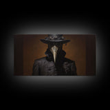 The Plague Doctor, Dark Academia, Framed Canvas print, Halloween Art Prints, Spooky Victorian Oil Painting Print, Halloween Decor