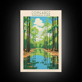 Congaree National Park South Carolina Travel Art, National Park Print, Minimalist Travel Art, Midcentury Modern Style Landscape Painting