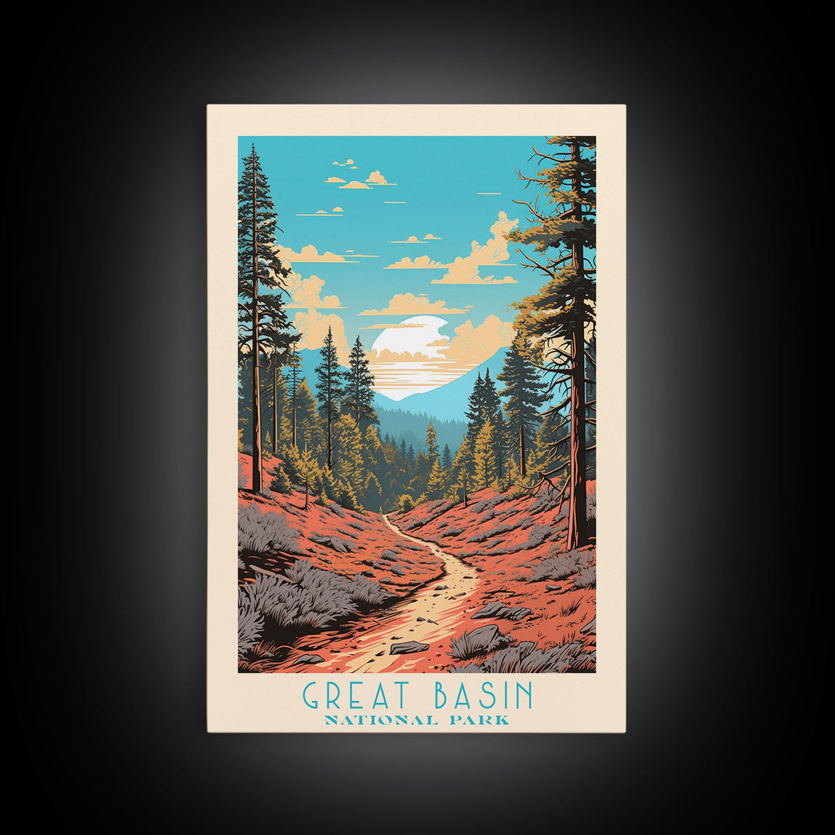 Grand Teton National Park Travel Poster Art, Canvas Print Wall Art, Nevada Travel Art, Midcentury Modern Travel Decor, MCM Wall Art