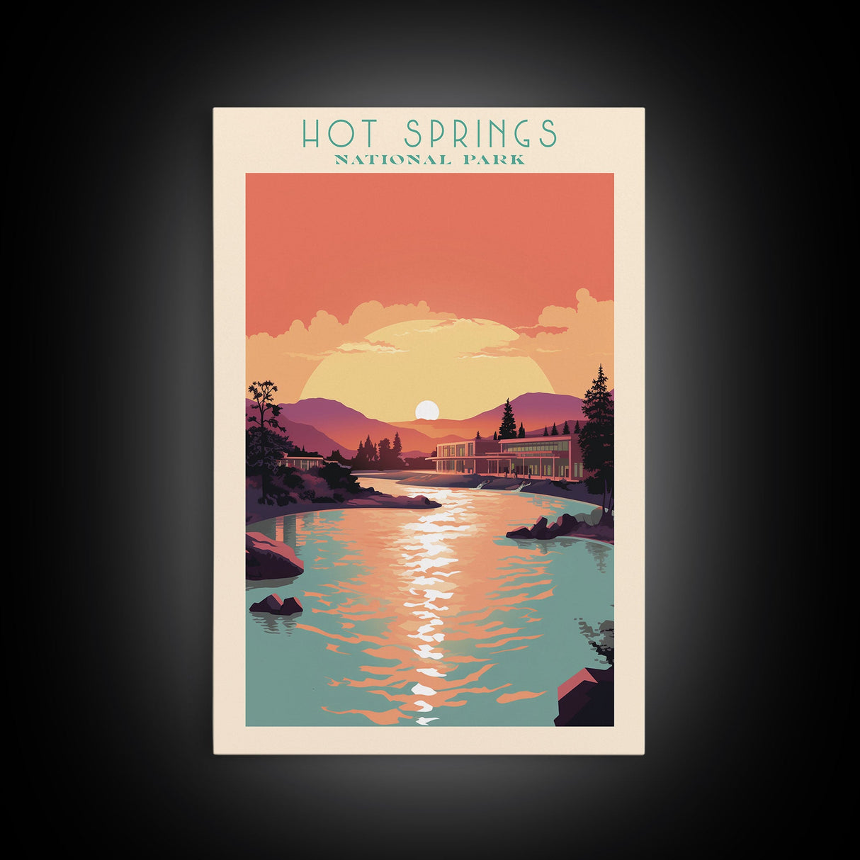 Hot Springs National Park Travel Poster Art, Canvas Print Wall Art, Arkansas Travel Art, Midcentury Modern Travel Decor, Wall Art