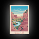 Mesa Verde National Park Colorado Travel Art, National Park Print, Minimalist Travel Art, Midcentury Modern Style Landscape Painting