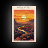 Mesa Verde National Park Colorado Travel Art, National Park Print, Minimalist Travel Art, Midcentury Modern Style Landscape Painting