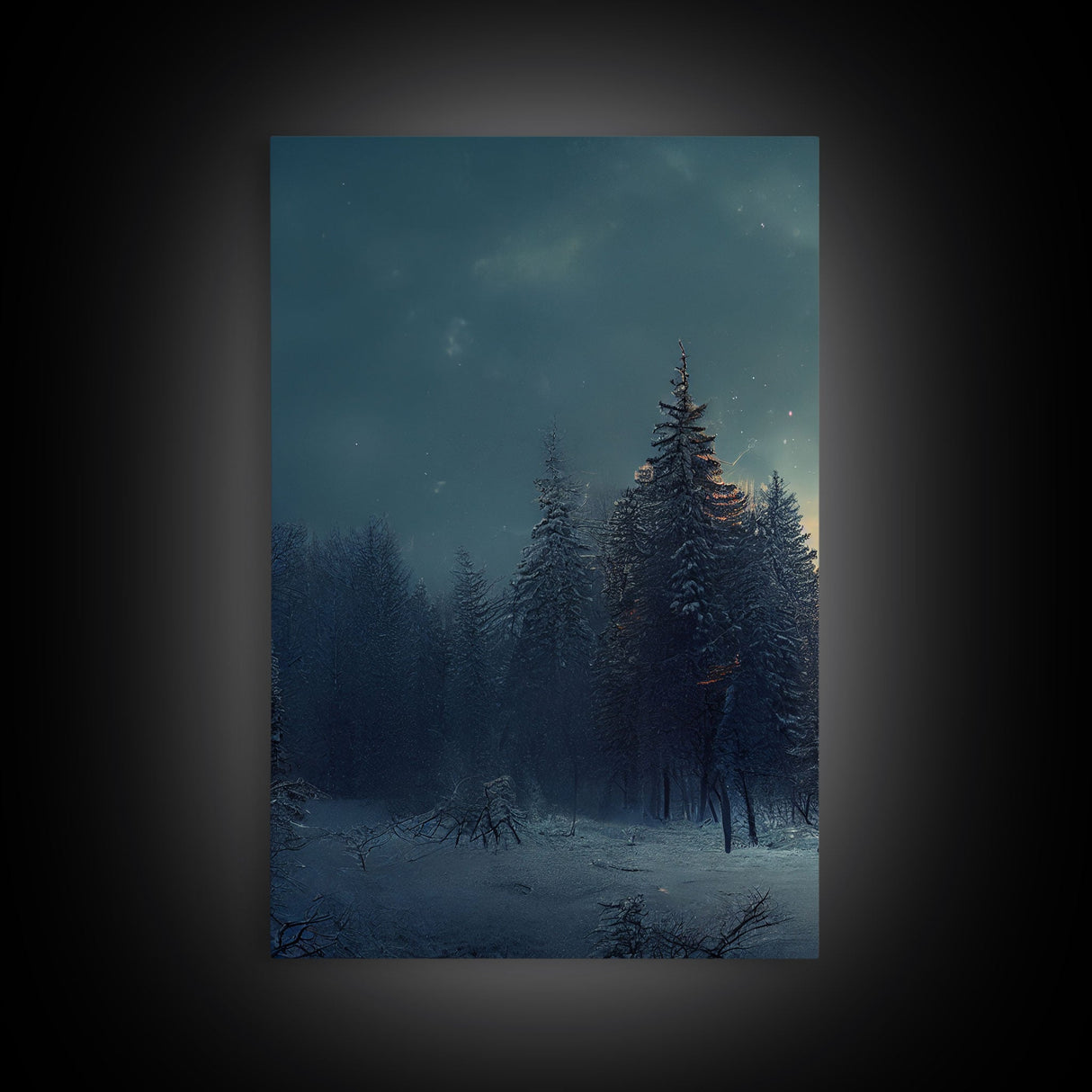 3 Piece Art, Winter Nature Landscape, Framed Canvas Prints, Canvas Art, Large Format Wall Art, Huge Art, Pine Tree Forest Decor