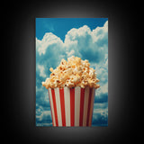 Popcorn, Game Room Wall Art, Movie Room Art, Canvas Print, Wall Hanging, Portrait Art, Minimalist Wall Art, Kitchen Wall Decor, Hostess Gift