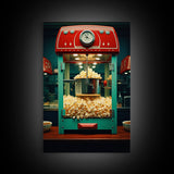 Popcorn Machine, Game Room Wall Art, Movie Wall Art, Canvas Print, Wall Hanging, Portrait Art, New Homeowner Gift, Dining Room Prints