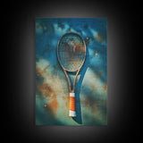 Tennis Racket, Tennis Wall Art, Sports Wall Art, Canvas Print, Wall Hanging, Portrait Art, Tennis Gifts, Preppy Wall Art, Bookshelf Decor