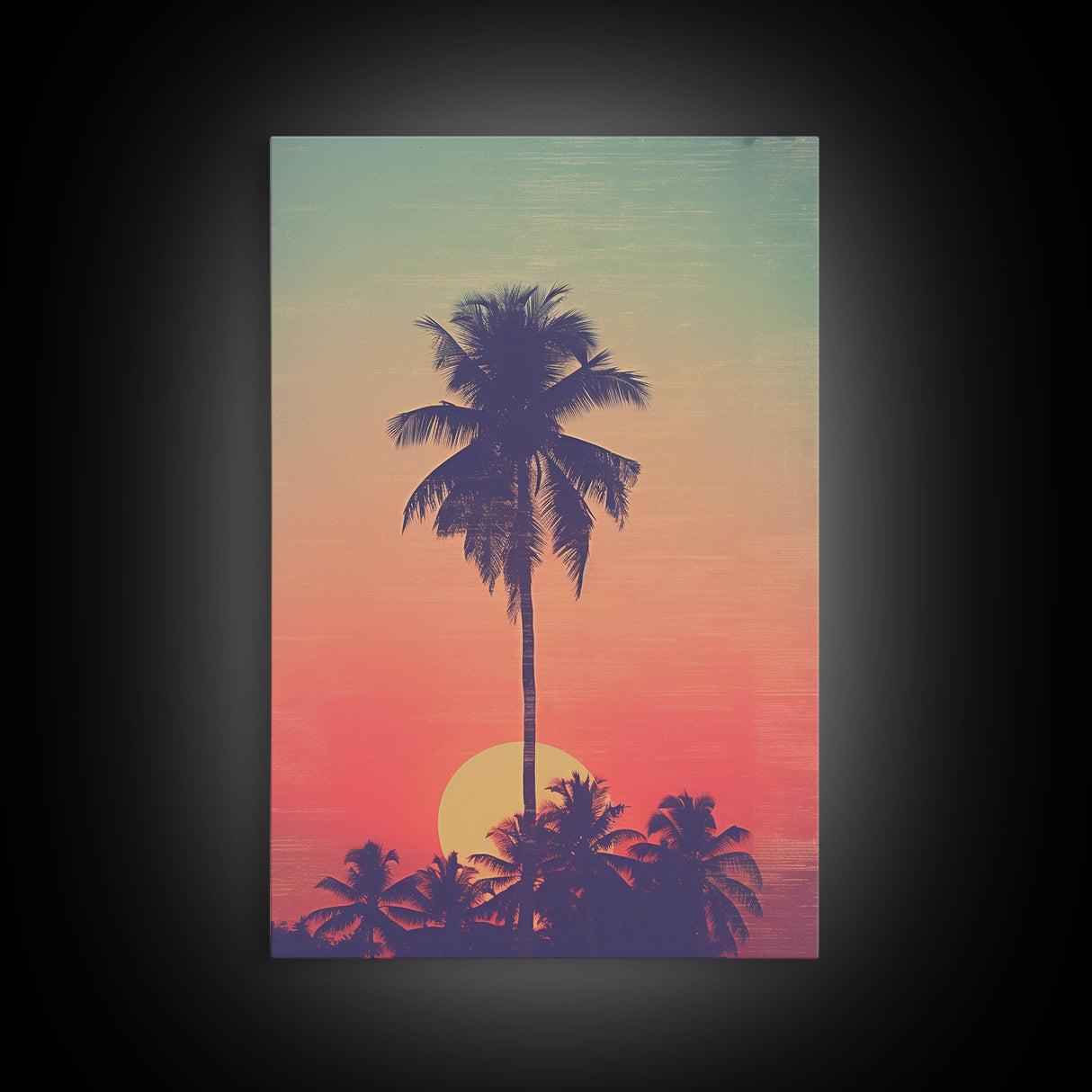 Palm Tree Wall Art, Tropical Wall Art, Minimalist Wall Art, Canvas Print, Wall Hanging, Portrait Art, Tiny House Decor, Dorm Room Art