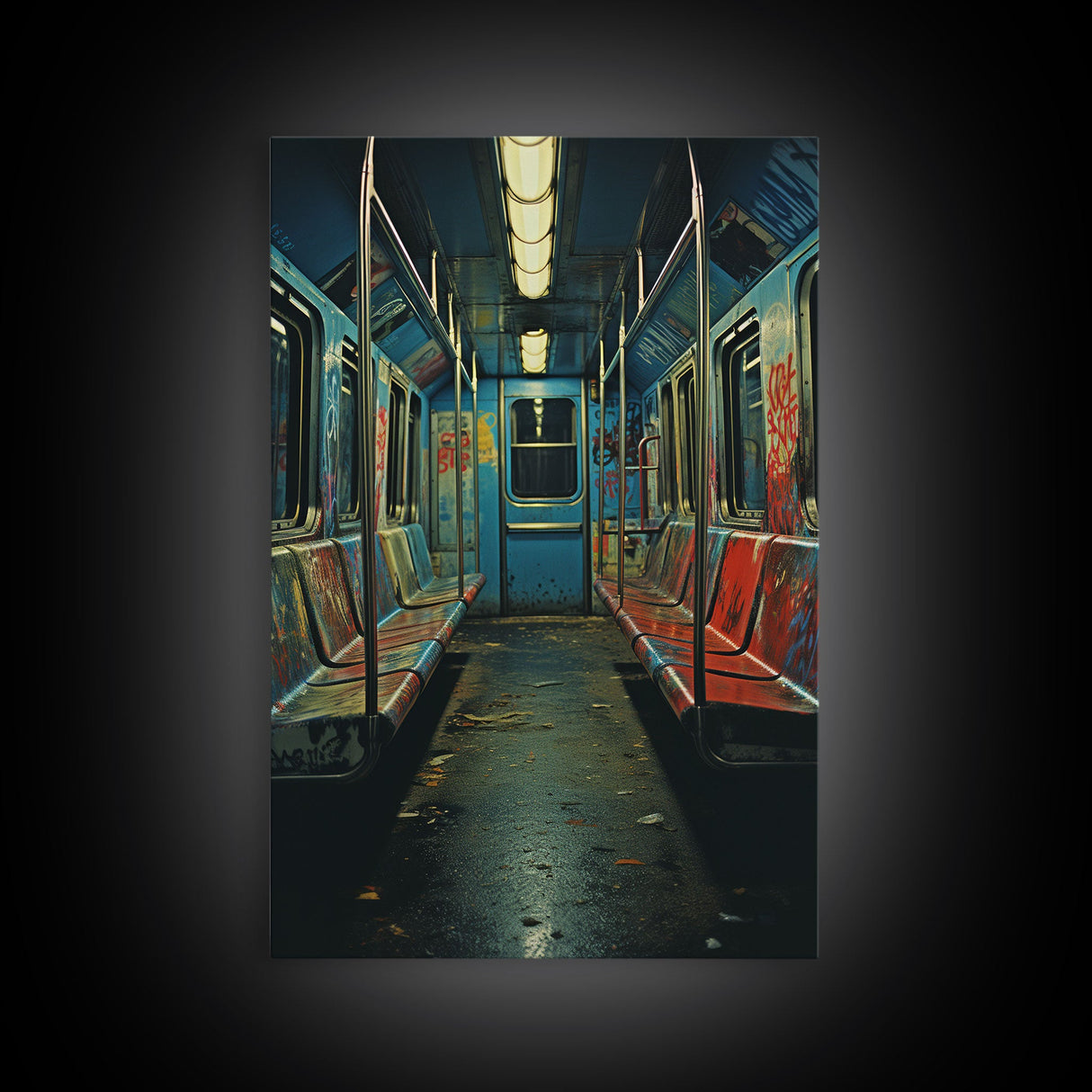 Urban Decay, Abandoned Subway Car Photography Framed Canvas Print, 1970s NYC Subway Car, Graffiti Art