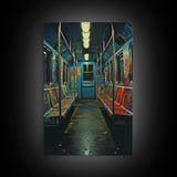 Urban Decay, Abandoned Subway Car Photography Framed Canvas Print, 1970s NYC Subway Car, Graffiti Art