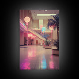 Photo Of A 1980s Mall, Framed Canvas Print, Liminal Spaces, Vaporwave Aesthetic Wall Art, Game Room Decor