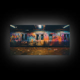 Graffiti Art On A Subway Train, Framed Canvas Print, Urban Decay, NYC 1970s, Graffiti Wall Art, Street Art, Pop Art Print, Industrial Art