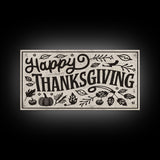 Happy Thanksgiving! Modern Farmhouse Sign, Dining Room Wall Sign Kitchen Decor Large Framed Canvas Print, Fall Wall Art, Seasonal Wall Decor