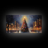 Retro Christmas Village Framed Christmas Wall Art - Framed Christmas Art - Canvas Art - Winter Decor - Winter Wonderland Centerpiece