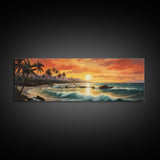 Tropical Ocean Beach canvas prints Sea landscape Nautical photo Coastal Framed Art Sea wave canvas Extra large wall art Ready to hang