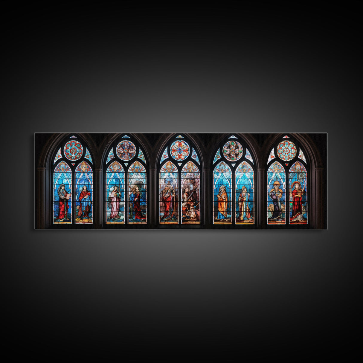 Stained Glass Windows Canvas Print, Stained Glass Painting On Canvas, Church Stained Glass Windows Fine Art Print