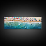 Bird's Eye View Of The Beach, Framed Canvas Print, Beach Seascape Oil Painting Print, Pebble Beach, Myrtle Beach Art, Charleston Art
