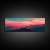 Fire Response - Blackhawk Helicopter Over The Mountains - Southern California - Framed Canvas Print, Synthwave Style Military Art