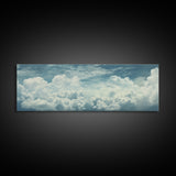 Panoramic Framed Canvas Wall Art Set Pastel Cloud Blue Sky Nature Landscape Prints Minimalist Modern Art Nature Wall Decor Framed Canvas