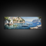 The Italian Coast - Framed Canvas Print - Beautiful Wall Art - Nautical Decor - Italian Painting Print - Sunset in Italy