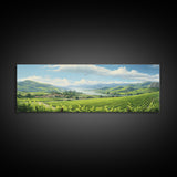 Italian Countryside Painting, Framed Canvas Print, Beautiful Scenic Panoramic Wall Art, Extra Wide Wall Decor, Guest Room Decor