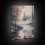 Canvas Print of Serene Winter Landscape with Snow and Bare Trees, Winter Wall Art, Moody Landscape, Gift Idea, Minimalist Seasonal Decor