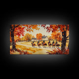 Fall farmhouse wall art Framed Canvas Print equestrian scene autumn country decor cozy farmhouse holiday decor above sofa art gift idea