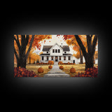 Fall farmhouse pumpkin decor, autumn country home art, rustic fall wall print seasonal wall decor, framed canvas print, autumn farmhouse art