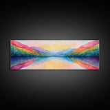 Abstract Watercolor Painting Landscape, Canvas Print, Rainbow Landscape Painting, Nursery Decor, Above Sofa Art