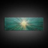 Boho Sunburst Canvas Print, Retro Vibes, Eclectic Wall Art, Large and Wide Horizontal Panoramic Framed Canvas, Minimalist Above Bed Decor