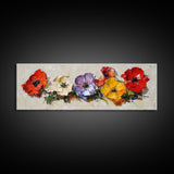 Framed Canvas Wall Art - Wild Flowers - Canvas Print - Impasto Style Oil Painting Print - Floral Botanical Wall Art - Wild Flowers