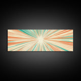 Mid Centery Modern Canvas Print - Framed MCM Style Wall Art, Orange and Green Star Burst - Art Deco Modern Art - Above Sofa Decor