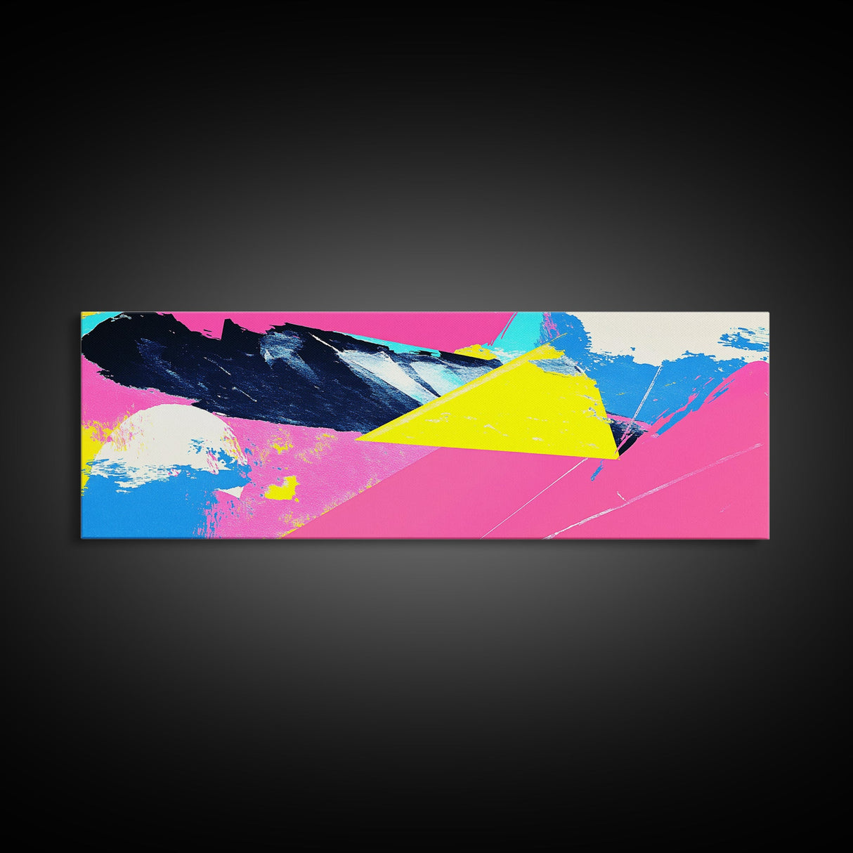 Vaporwave Abstract Wall Art, Canvas Print, Retro 80s Vibe Home Decor, Pink and Turquoise Wall Art, Oversized Art