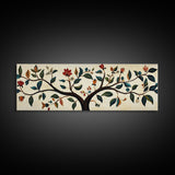 Wabi Sabi Inspired Botanical Print, Panoramic Canvas Art, Boho Style Textile Wall Art Print, Above Bed Or Sofa, Guest Room Decor