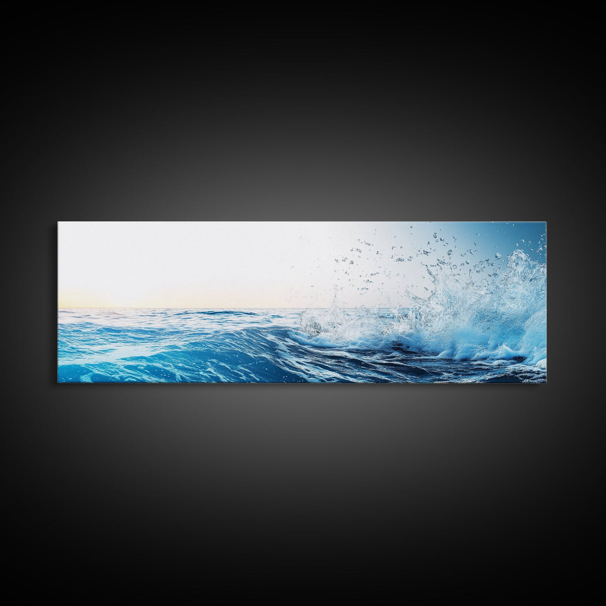 Splash of Waves In The Ocean, Framed Canvas Print, Nautical Seascapes Wall Art