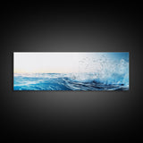Splash of Waves In The Ocean, Framed Canvas Print, Nautical Seascapes Wall Art