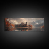 Dark Moonlit Gothic Castle, Framed Canvas Print, Dark Fantasy Painting, Dark Academia, Ready To Hang Art, Moody Decor
