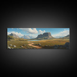 Ancient Arizona, Framed Canvas Print, Prehistoric Monument Valley, Panoramic Oversized Fantasy Wall Art