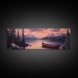 Sunset Over The Mountains, Subdued Landscape Painting, Calm and Serene Landscape Art, Oil Painting Print, Lake House Wall Art
