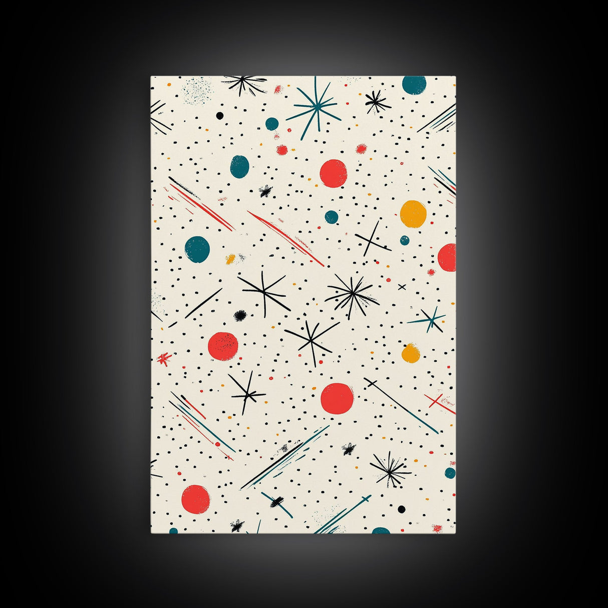 Retro MCM Style Pattern Wall Art, Wood Framed Canvas, Canvas Print, Home Decor, Office Or Bedroom Wall Art, Retro Vibes Decor